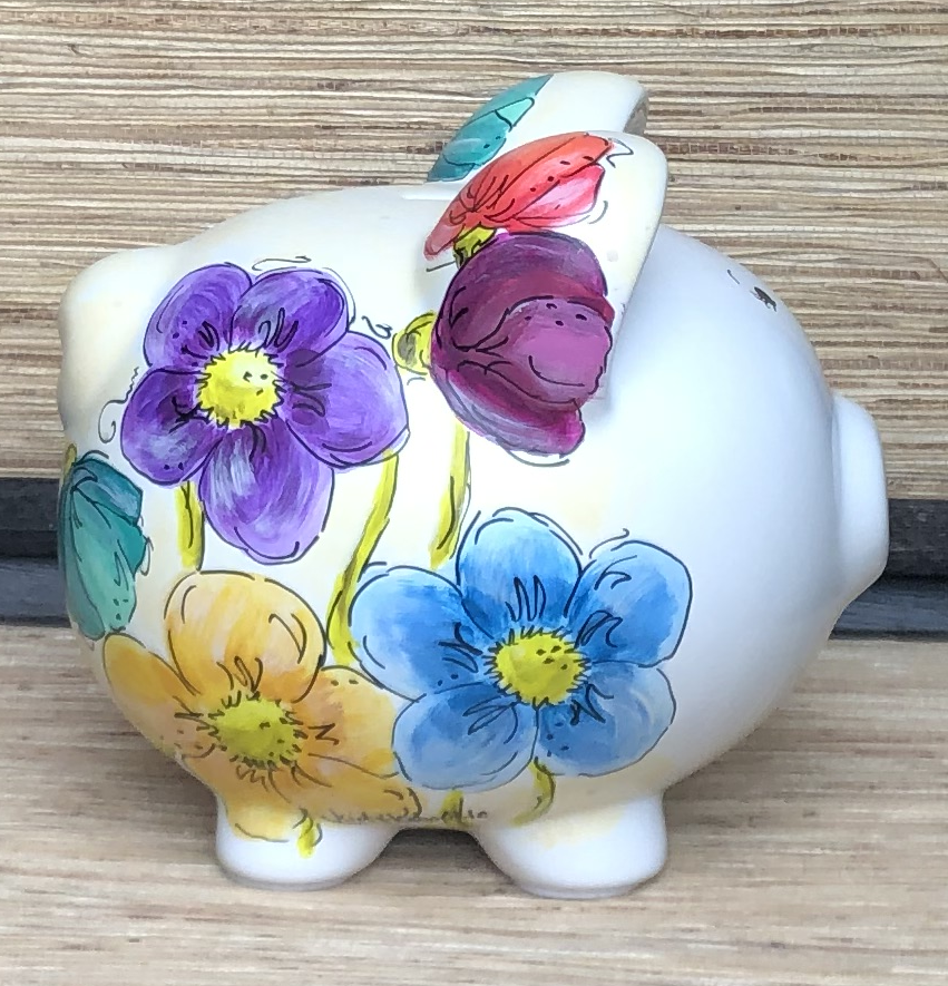 Posies Themed Ceramic Piggy Bank