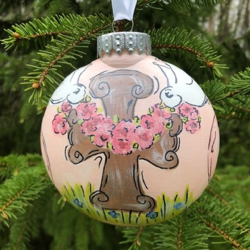 Hand-painted Girl Baptism Disc Ornament, Personalized Commemorative Gift for Kids